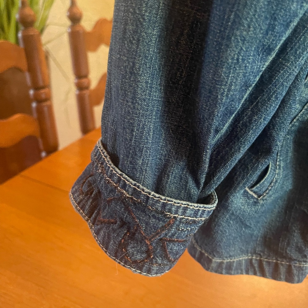 Vintage Chico's Embellished Art to Wear Denim Jacket Size 1 (medium) - Picture 2 of 8